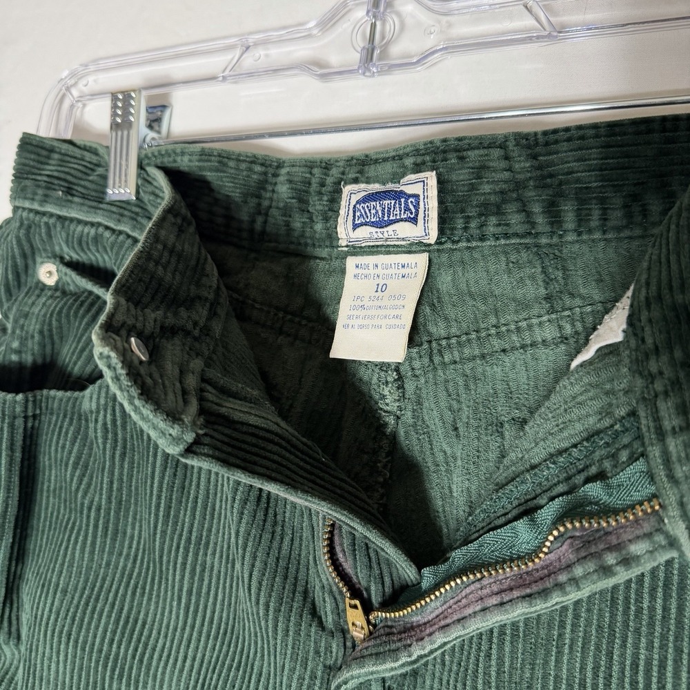 Vintage Essentials Green Wide Wale Corduroy Pants Women's Size 10 High Rise 90s - Picture 6 of 8